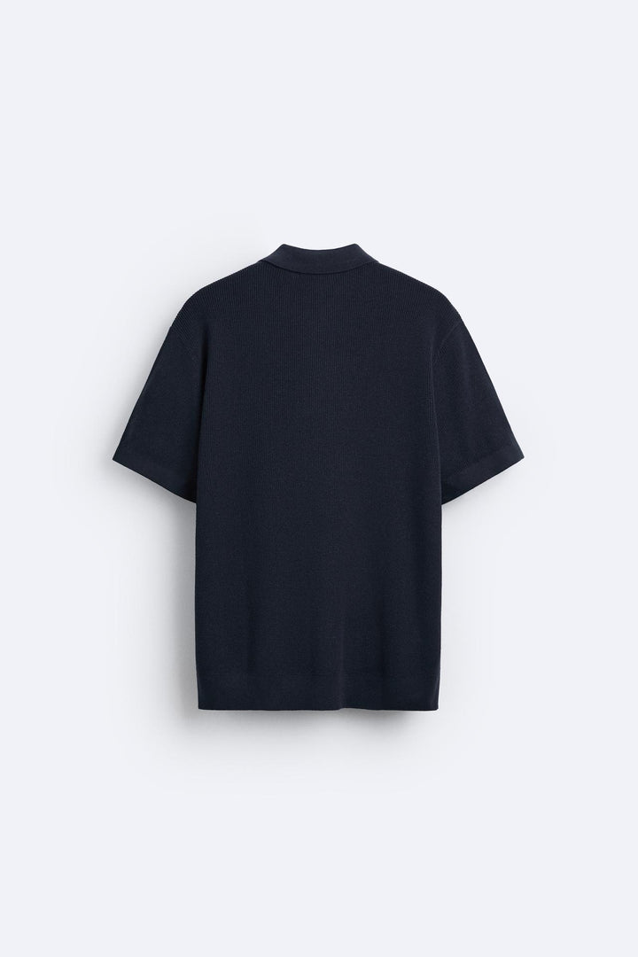 Old Money Knitted Short Sleeve Polo Zip T-Shirt