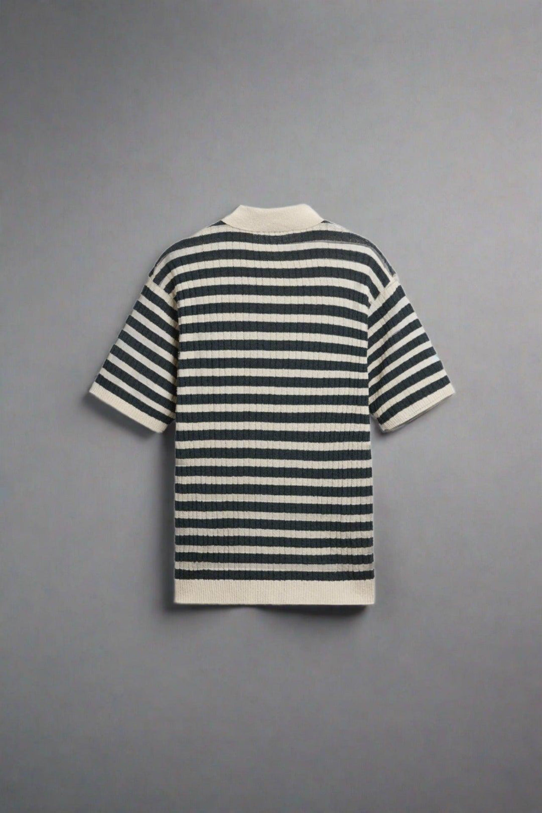 Old Money Knitted Striped Heavy Polo T-Shirt