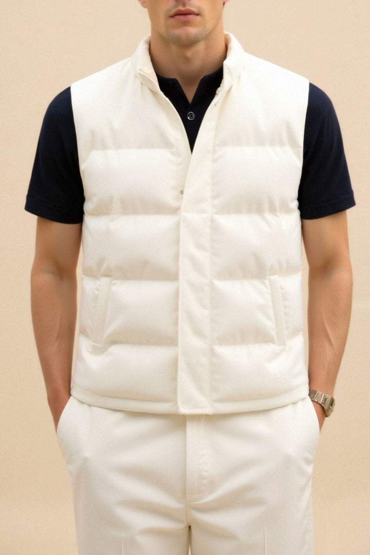 Quiet Luxury Solid High Neck Sleeveless Gilet Vest