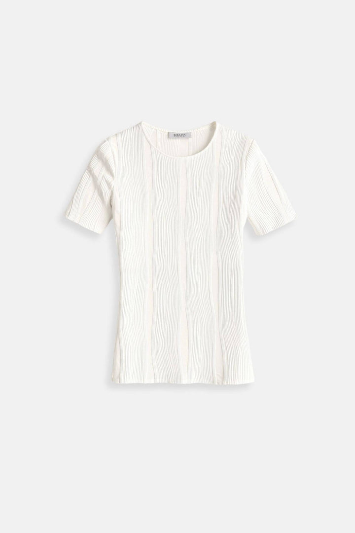Old Money Spring & Summer Solid Crew Neck Textured T-Shirt
