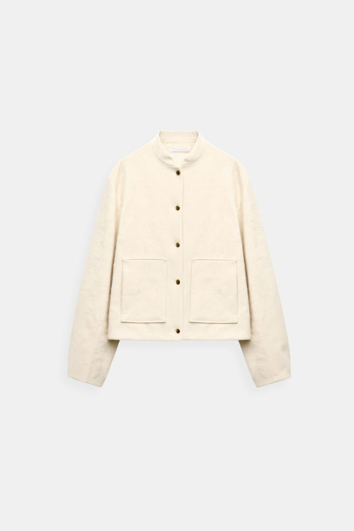 Luxury Button Pockets Stand Collar Bomber Jacket