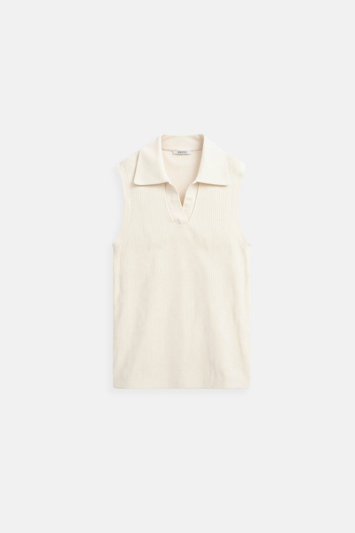 Old Money Sleeveless Simple Solid Collared Slim Top