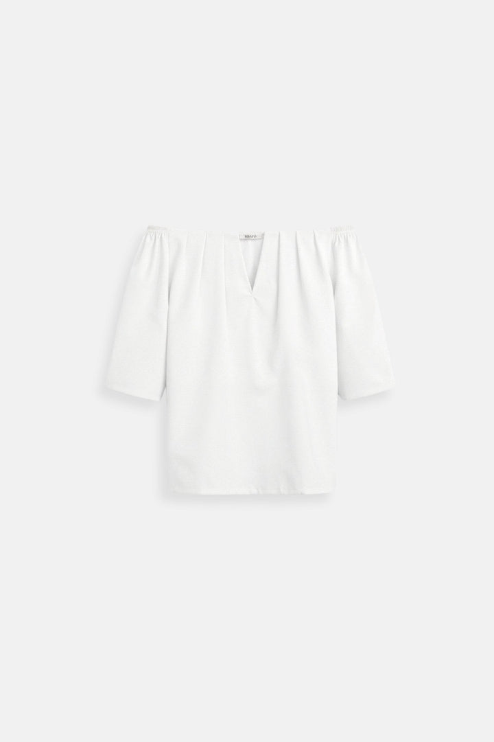 Old Money Elegant Loose Solid Pleated Notch Neck T-shirt
