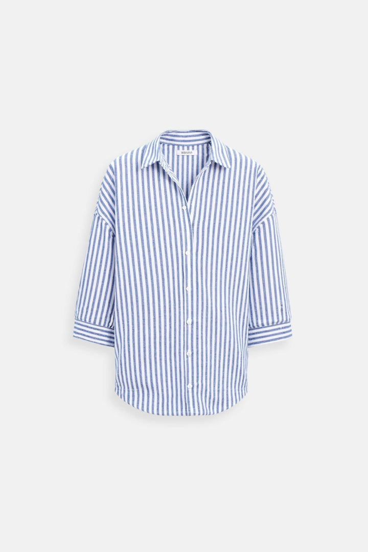 Old Money Cotton Striped Button Front Shirt