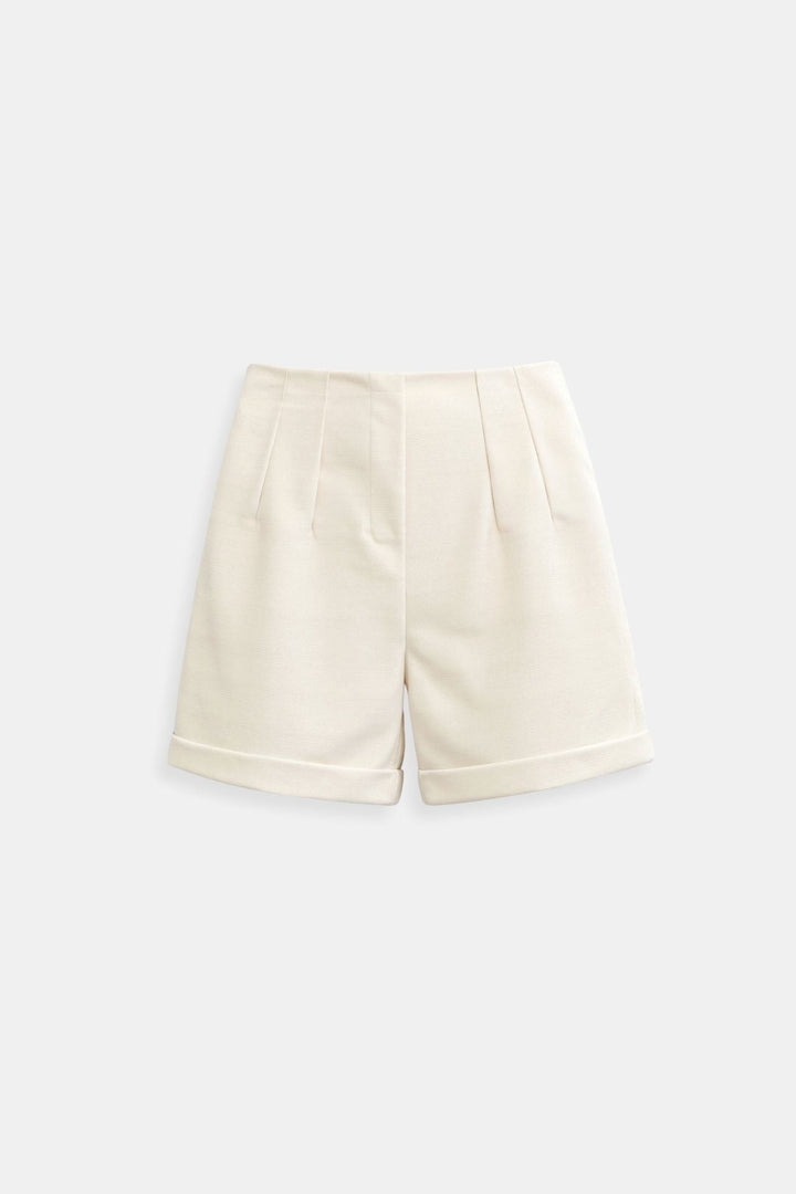 Old Money Elegant Elastic Waist Rolled High Waist Tucked Shorts