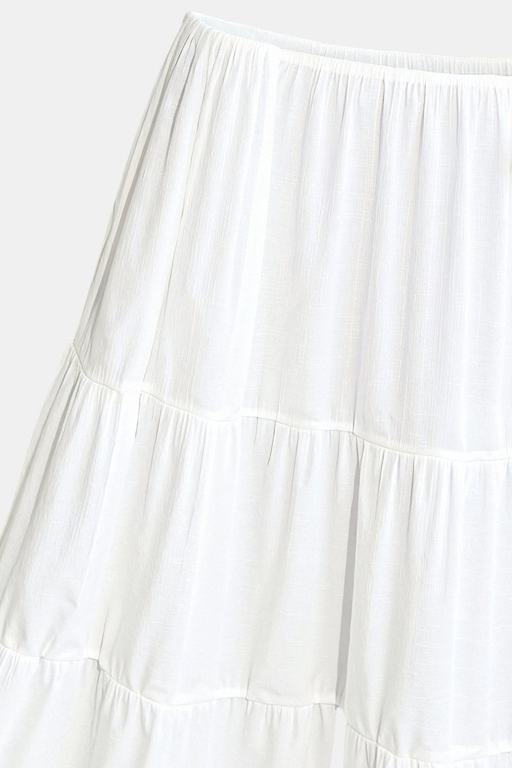 Old Money Solid Ruffle Hem Tie Skirt