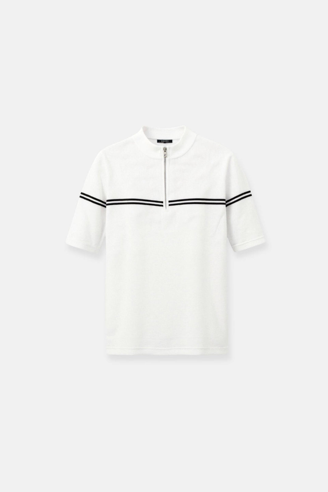 Old Money Zip Up Elegant Short Sleeve Striped T-shirt