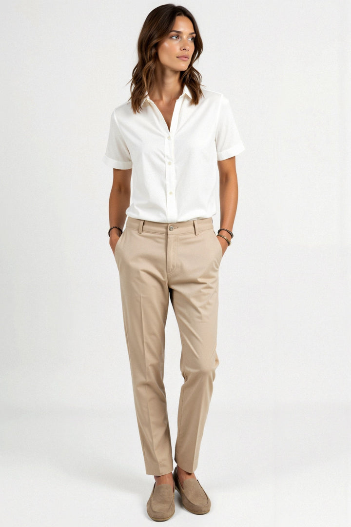 Old Money Short Sleeve Solid Button Front Shirt