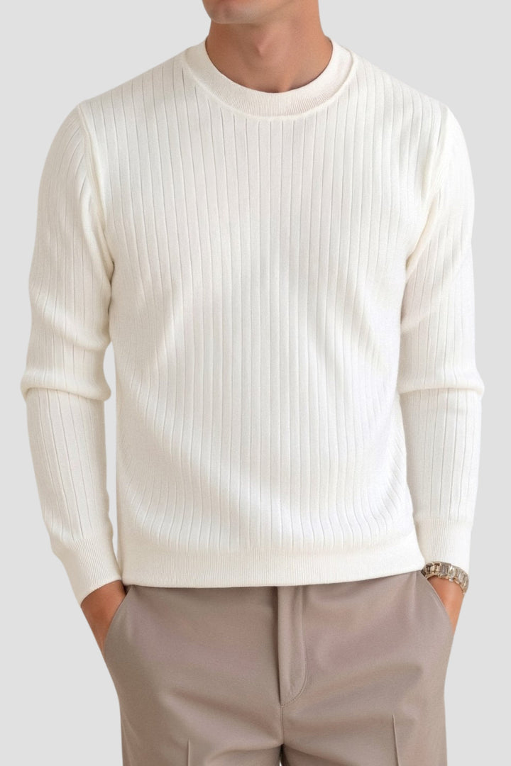 Old Money Men's Ribbed Long Sleeve Solid Knitted Sweater
