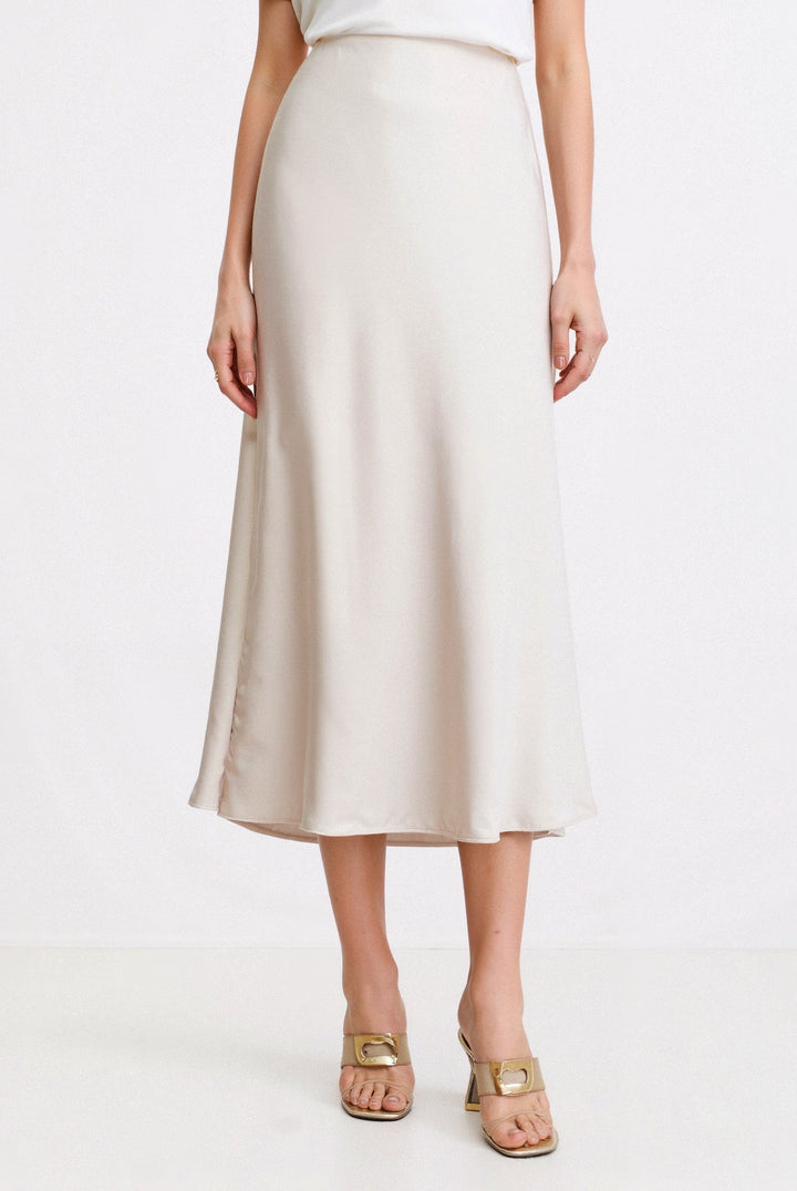 Old Money Solid High Waist Draped Midi Skirt