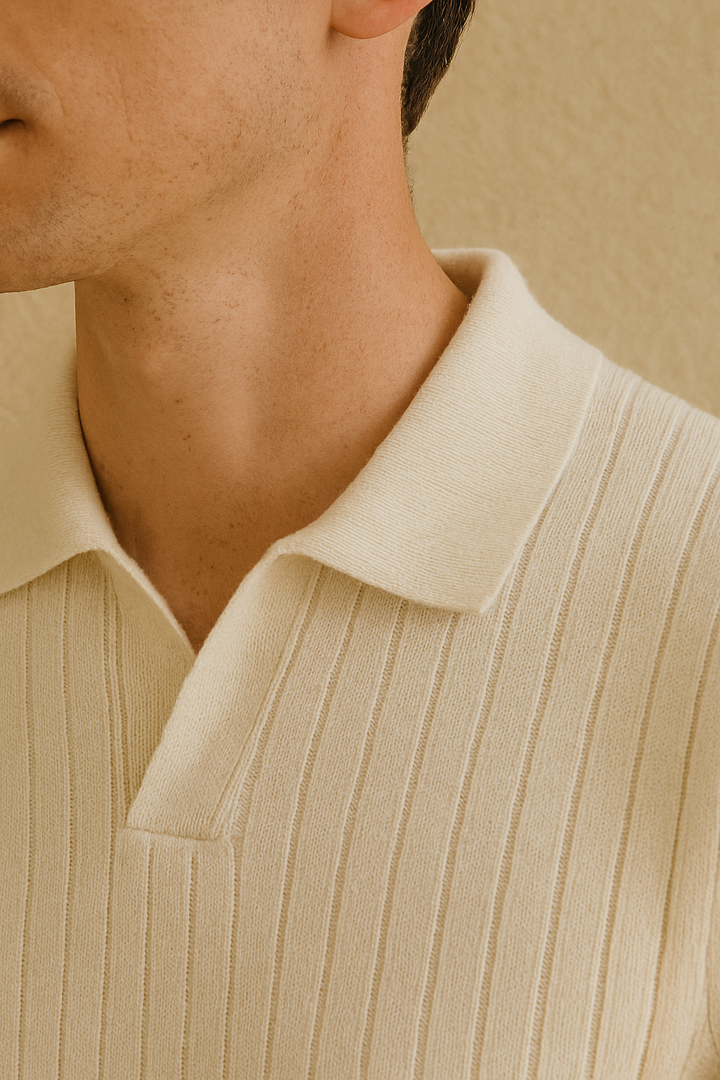 Old Money Striped Long Sleeve Polo T-Shirt