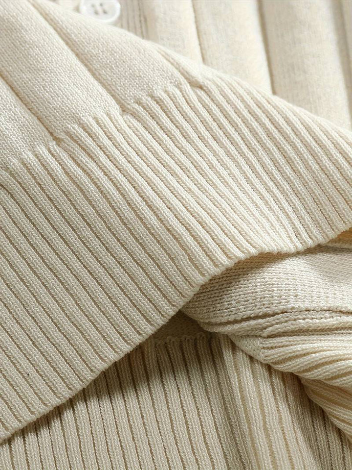 Old Money Classic Ribbed Short Sleeve Lapel Collar Knitted Shirt