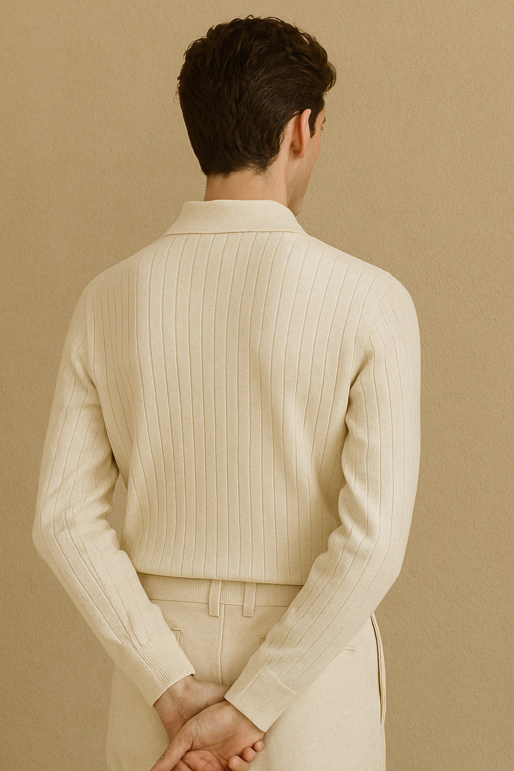 Old Money Striped Long Sleeve Polo T-Shirt